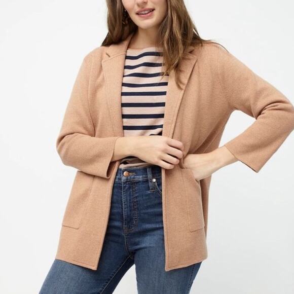 J.Crew Sophie Open Front Sweater Blazer Tan Neutral Academic Minimalist Size XXS - Picture 1 of 7